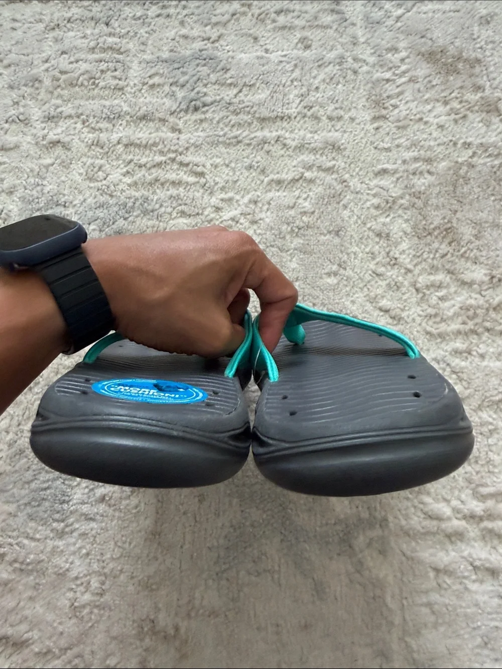 Columbia Women’s Teal Strap Black Sole Flip Sandals